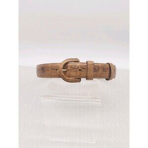 Donna Karan Vintage Large Belt Genuine Caiman Crocodile Brown Made In Italy Rare